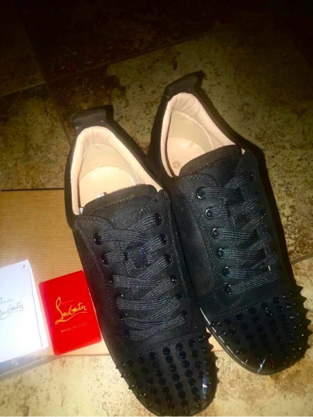 Black Studded Lace-Up Men’s Sneakers